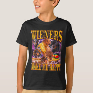 Camiseta Salsichas Me Fazem Feliz Cachorro Dachshund Engraç