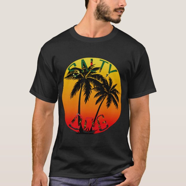Camiseta Salt Dog Sunset Palm Tree (Frente)
