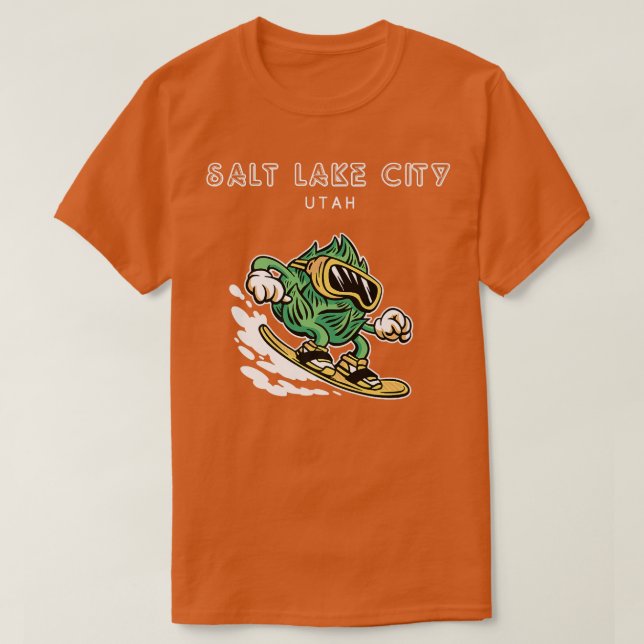 Camiseta Salt Lake City Utah Funny Snowboard Saltos (Frente do Design)