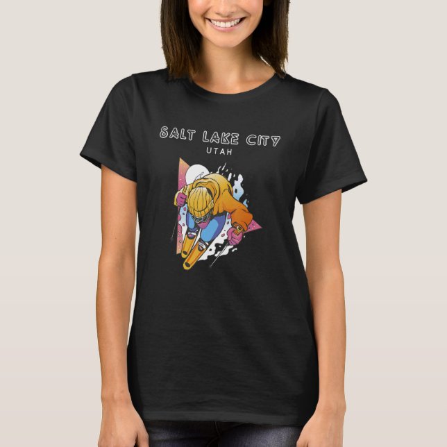 Camiseta Salt Lake City Utah USA Retro Ski (Frente)