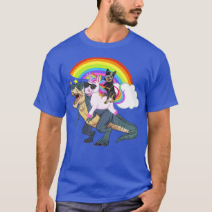 Camiseta Saltador Azul E Dinossauro De Cavalo De Unicórnio