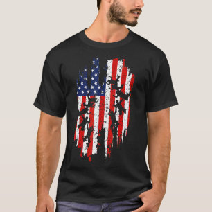 Camiseta Saltando de Paraquedas Bandeira Americana EUA Engr