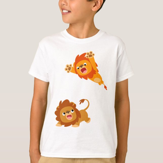 Camiseta Saltando e saltando! Cartoon Lions Kids T-Shirt (Frente)