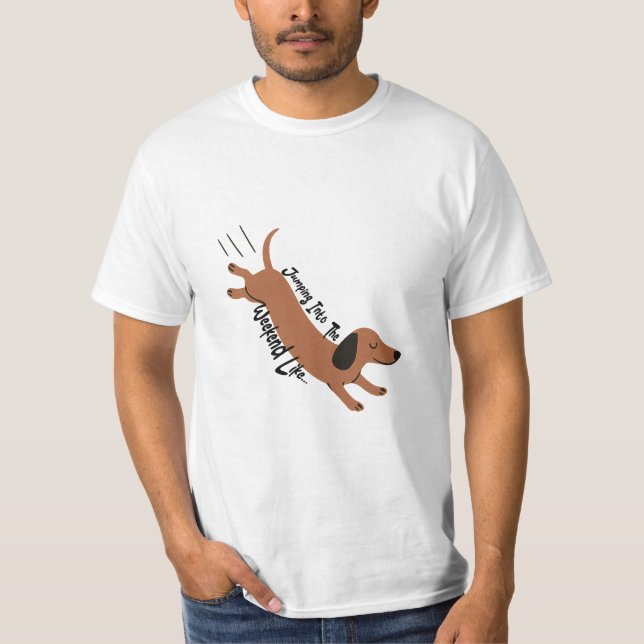 Camiseta Saltando para o final de semana - Design de divers (Frente)