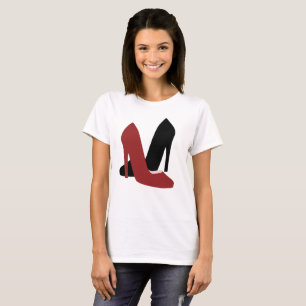 Camiseta Salto Alto Feminino Moda Vermelho Preto