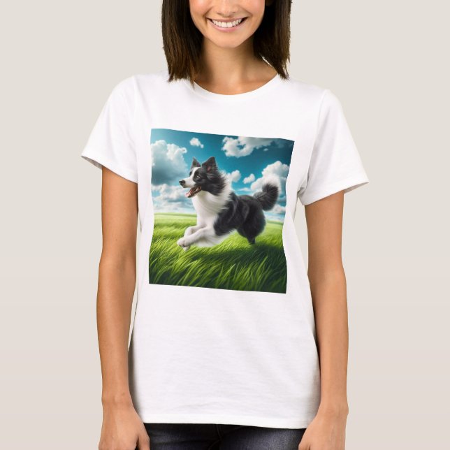 Camiseta Salto de Alegría: Border Collie en Acción (Frente)