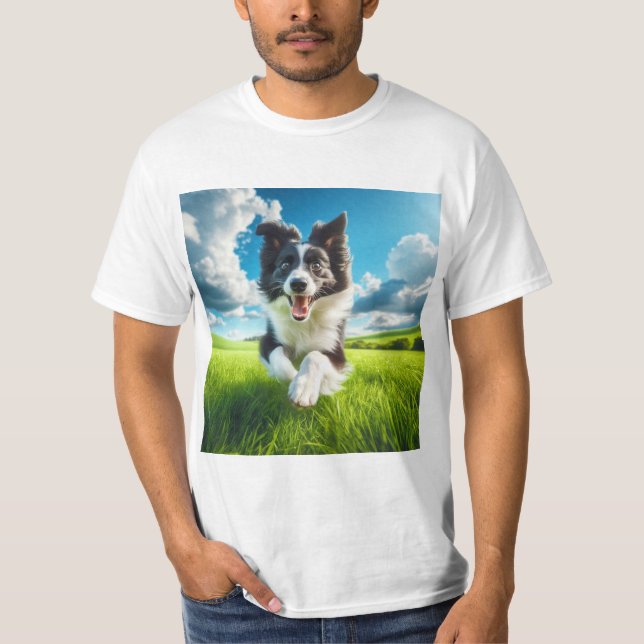 Camiseta Salto de Alegría: Border Collie en el Campo (Frente)