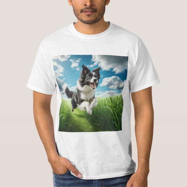 Camiseta Salto de Alegría: Un Border Collie en Plena Acción (Frente)