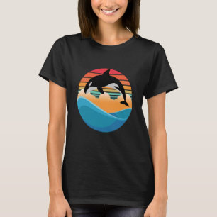 Camiseta Salto de Baleia em Orca em Vintage e Retro Sunset