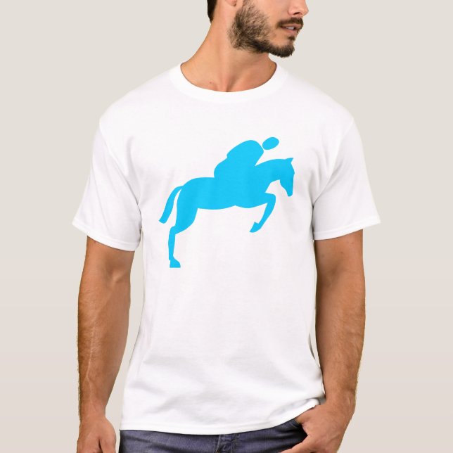 Camiseta Salto de cavalos - Azul-céu (Frente)