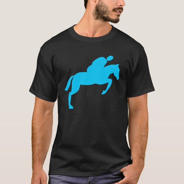 Camiseta Salto de cavalos - Azul-céu (Frente)