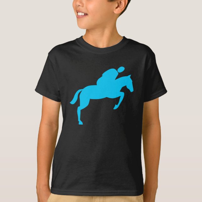 Camiseta Salto de cavalos - Azul-céu (Frente)
