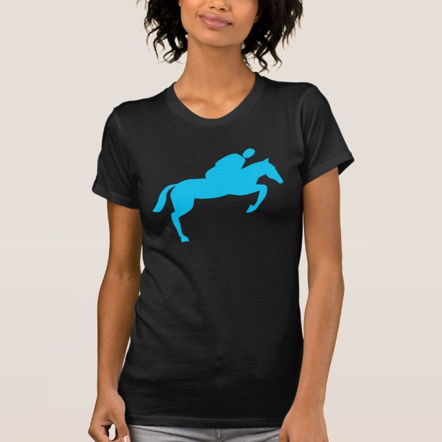 Camiseta Salto de cavalos - Azul-céu (Frente)