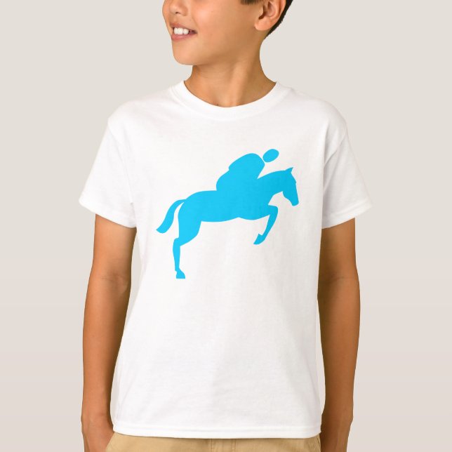 Camiseta Salto de cavalos - Azul-céu (Frente)