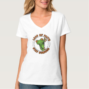 Camiseta Salto de Fé Permaneça Curioso Arte de Rã