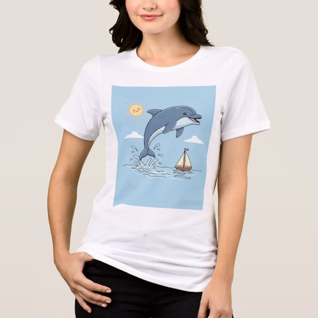 Camiseta Salto de Golfinho Divertido (Frente)