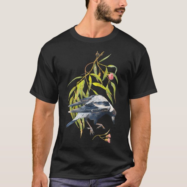 Camiseta Salto - Magpie australiano Eucalyptus Watercolor (Frente)