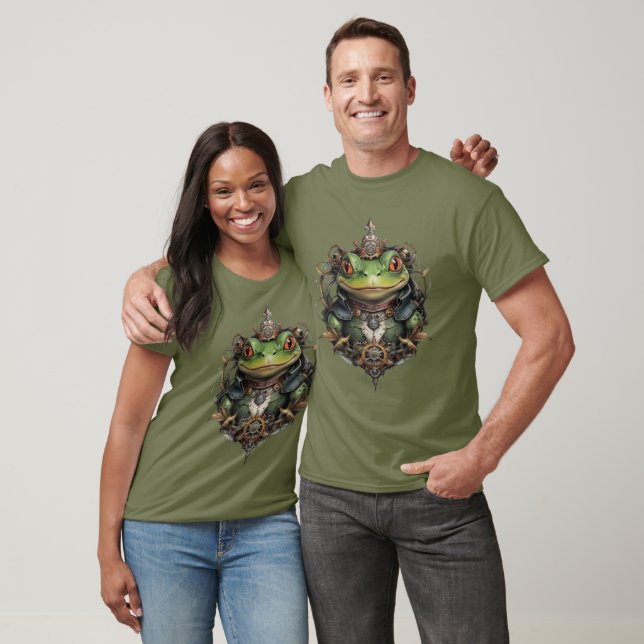 Camiseta "Salto Mecânico: O Sapo Verde Steampunk" (Unissex)
