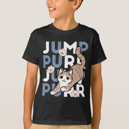 Camiseta Salto Purr de Salto: Design de Gato Reproduzível c
