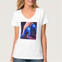 Saltos Altos Azul Elétrico Moda Pintura Abstrata
