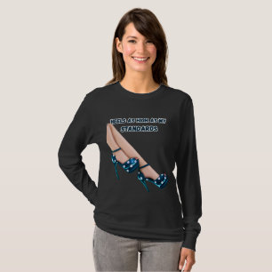 Camiseta Saltos Altos Verde Azul com Bolinhas Moda Feminina