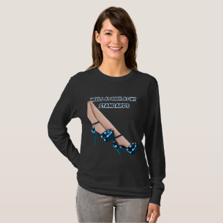 Camiseta Saltos Altos Verde Azul com Bolinhas Moda Feminina
