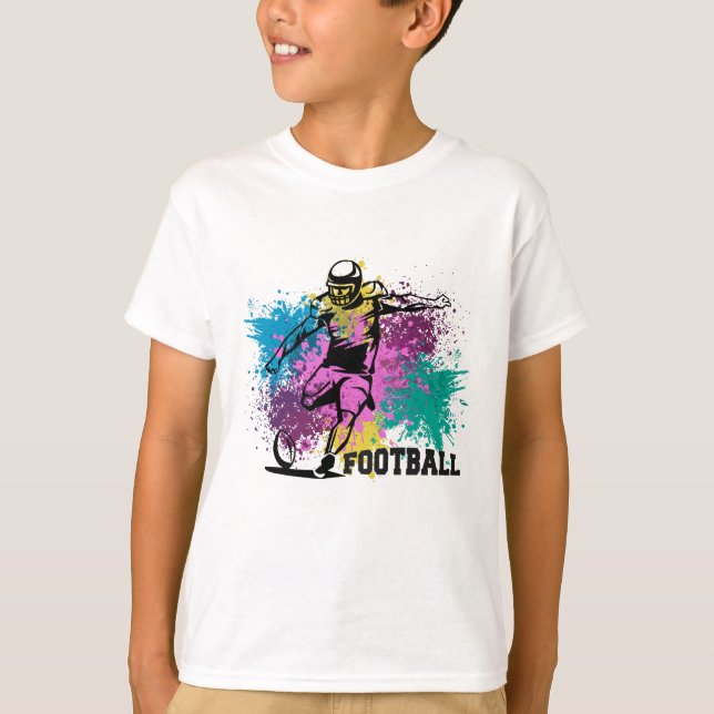 Camiseta Saltos de Cor Grungy de Futebol Americano (Frente)