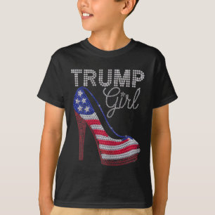 Camiseta Saltos de Stilettos Trump Girl Sinal Americano Bri