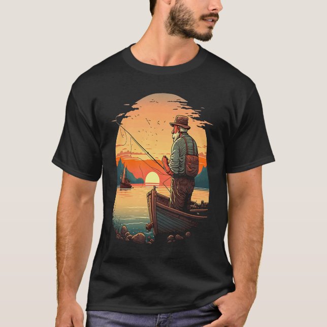 Camiseta Saltwater Fishing Trip Fisherman Fishing On Sunset (Frente)