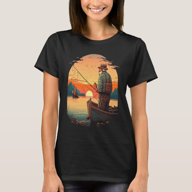 Camiseta Saltwater Fishing Trip Fisherman Fishing On Sunset (Frente)