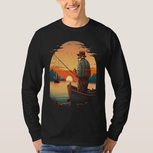 Camiseta Saltwater Fishing Trip Fisherman Fishing On Sunset (Frente)