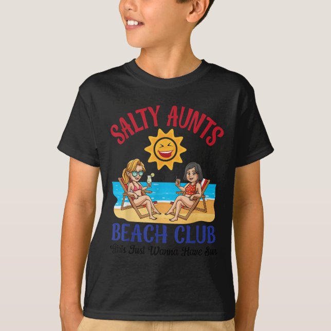 Camiseta Salty Aunts Beach Club Summer Vacation Vibes 2025  (Frente)