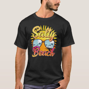 Camiseta Salty Beach   Sol Tropical e Árvore Palm
