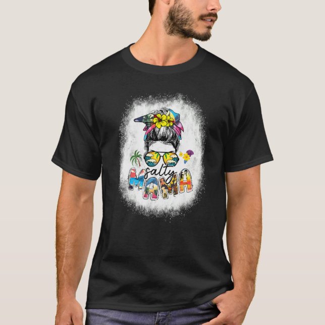 Camiseta Salty Mama Sama Messy Bun Beach Vibes Summer V (Frente)