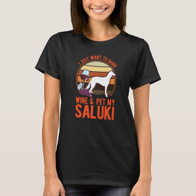 Camiseta Saluki And Wine Persian Greyhound Saluki   (Frente)