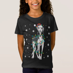 Camiseta Saluki Embalado No Cão Das Luzes De Natal