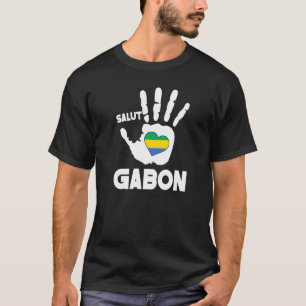 Camiseta Salut Gabon Com Bandeira Gabonesa Em Um Gab De Amo