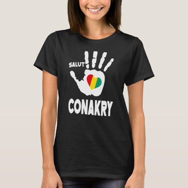 Camiseta Salut Guiné Conacri Com Bandeira Da Guiné Em Um Co (Frente)