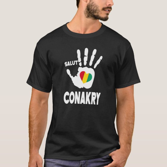 Camiseta Salut Guiné Conacri Com Bandeira Da Guiné Em Um Co (Frente)