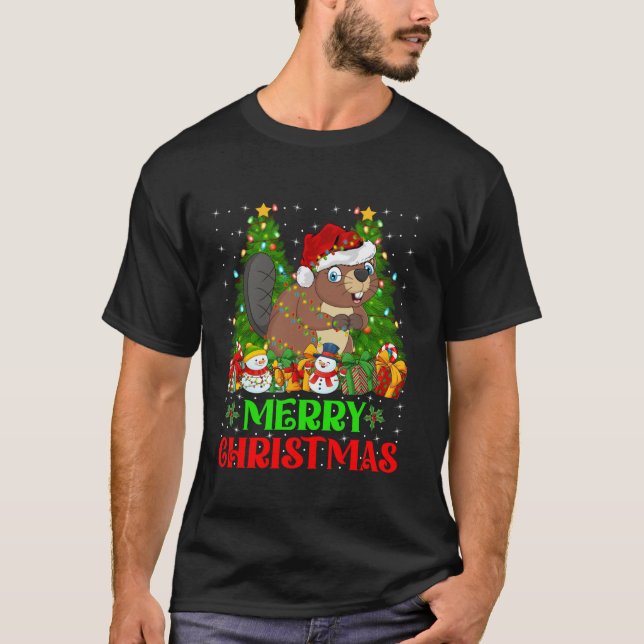 Camiseta Salva de Papais noeis de Férias da Árvore de Natal (Frente)