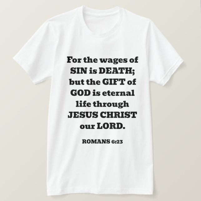 Camiseta Salvação do dom liberto dos romanos Bíblia Verso B (Frente do Design)