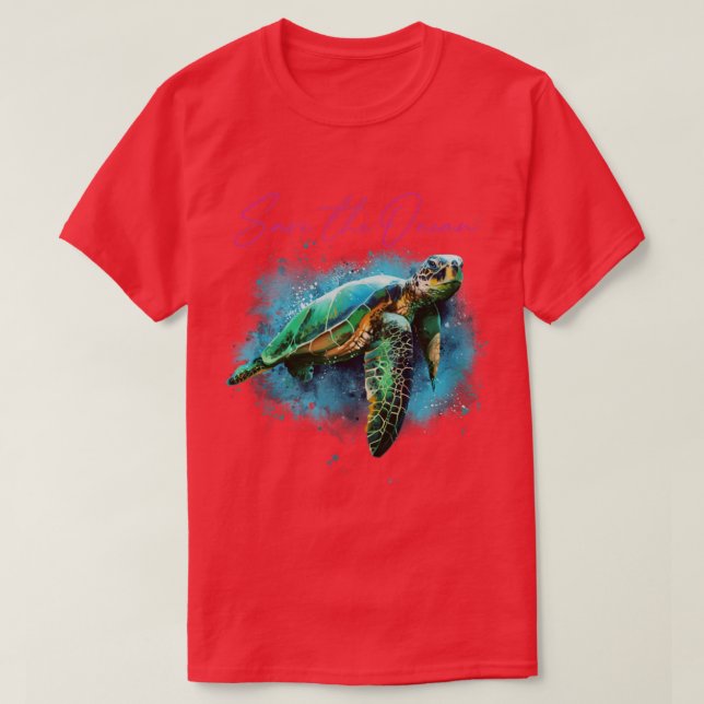 Camiseta Salvaguardar A Consciência Ambiental Das Tartaruga (Frente do Design)