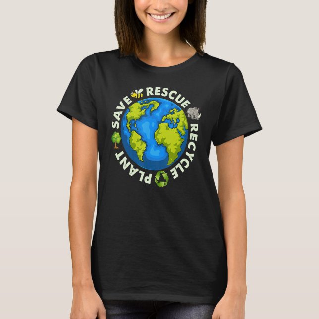 Camiseta Salvamento de Abelhas Animais Reciclares Plásticos (Frente)