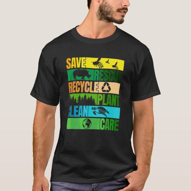 Camiseta Salvamento de Abelhas Reciclar Planejar Terra Limp (Frente)