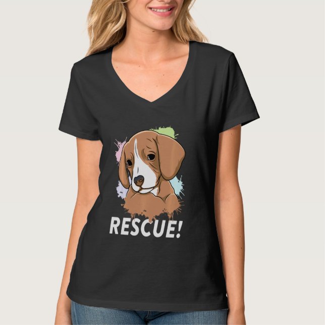 Camiseta Salvamento de Cães Adotar Abrigos de Cães de Pata  (Frente)