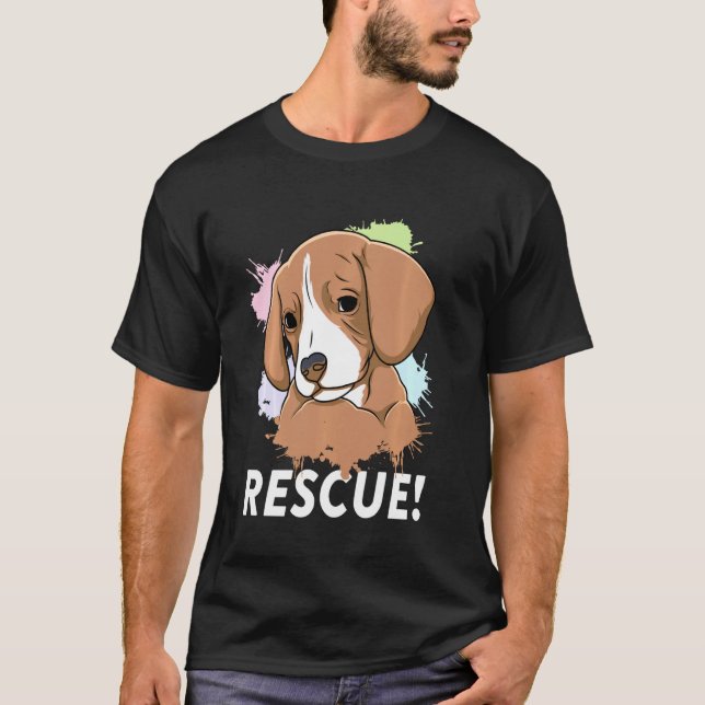 Camiseta Salvamento de Cães Adotar Abrigos de Cães de Pata  (Frente)