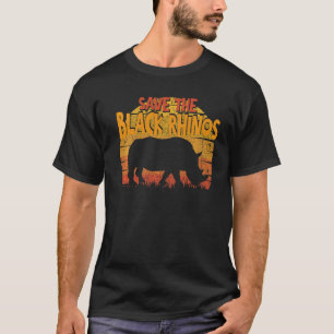 Camiseta Salvamento Dos Direitos Animais Do Rinoceronte Neg