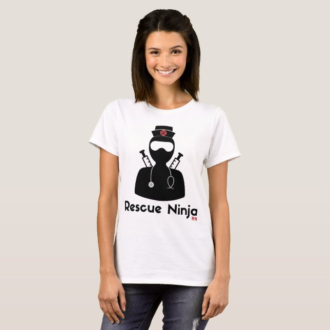 Camiseta Salvamento Ninja - enfermeira diplomada engraçada (Frente Completa)