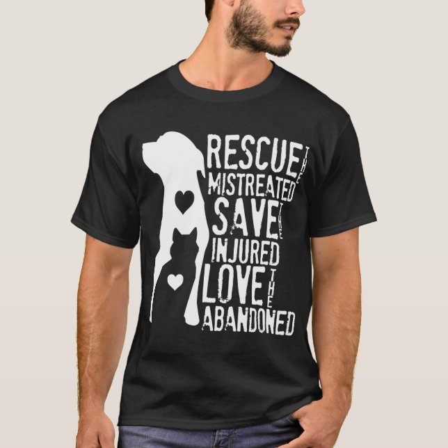 Camiseta Salvamento, Salvamento, Resgate De Animais De Amor (Frente)