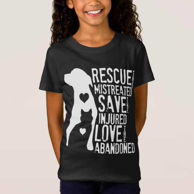 Camiseta Salvamento, Salvamento, Resgate De Animais De Amor (Frente)